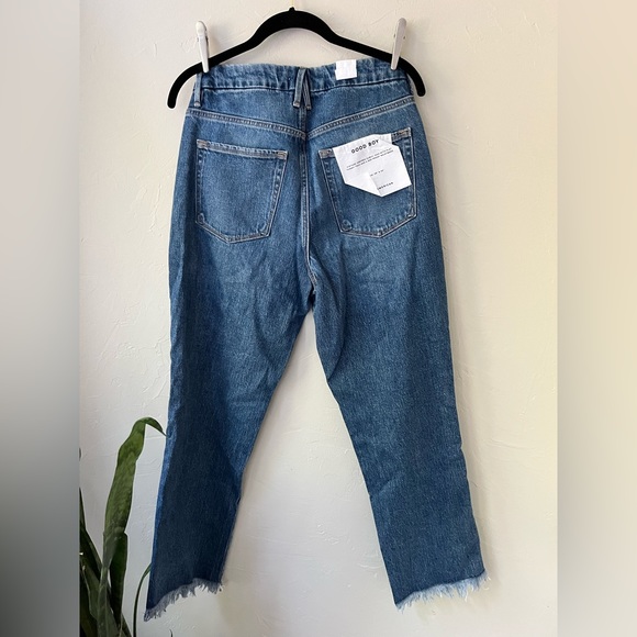🦋GOOD AMERICAN GOOD BOY FRAY FRINGE HEM HIGH WAIST JEANS 4/27 - Picture 3 of 5